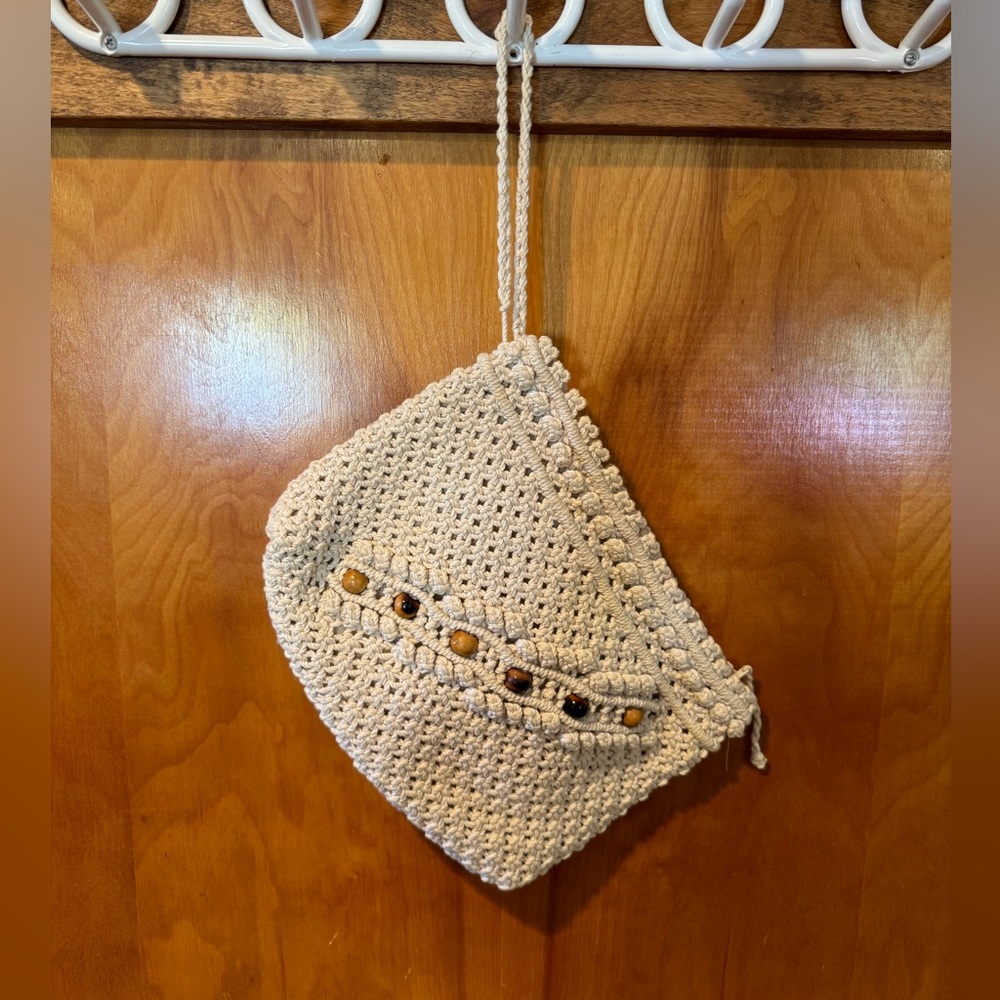 Hand  Bag Knit Weave With Beads